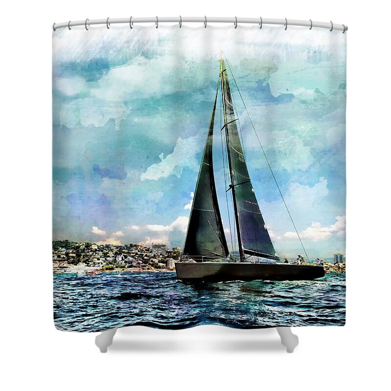 Nature Shower Curtain featuring the photograph Yachts, Sailing Boat Titan, by Jean Francois Gil