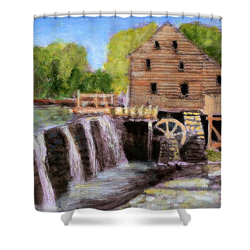 Impressionist Painting Of A Mill Shower Curtain featuring the painting Yates Mill by David Zimmerman