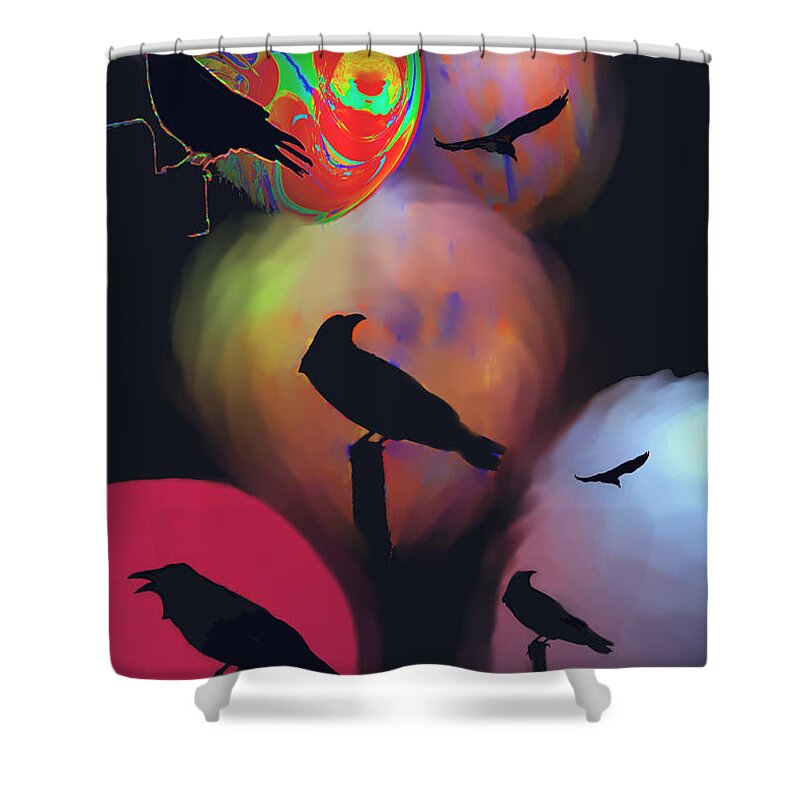 Crows Shower Curtain featuring the mixed media Year of the crow by Kevin Caudill