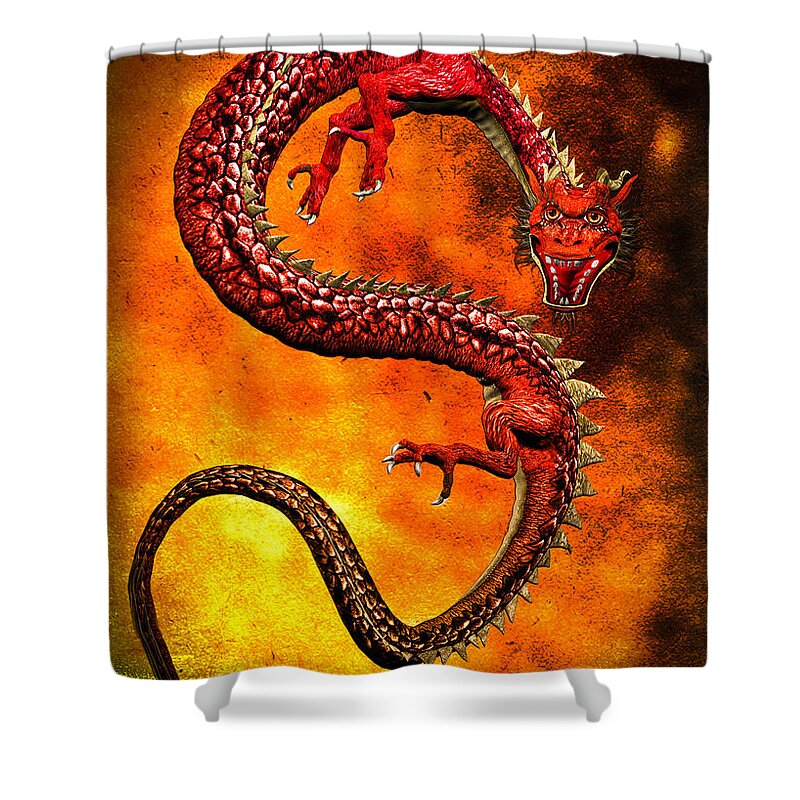 Dragons Shower Curtain featuring the digital art Oriental Chinese Dragon by Bob Orsillo