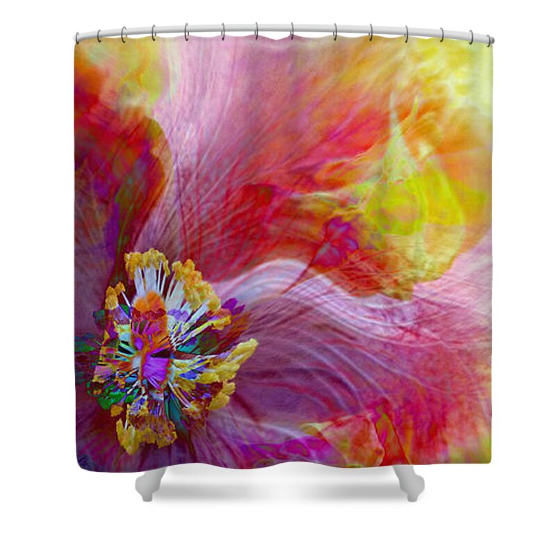Plant Shower Curtain featuring the photograph Yellow and Pink Hibiscus Abstract by Lori Seaman