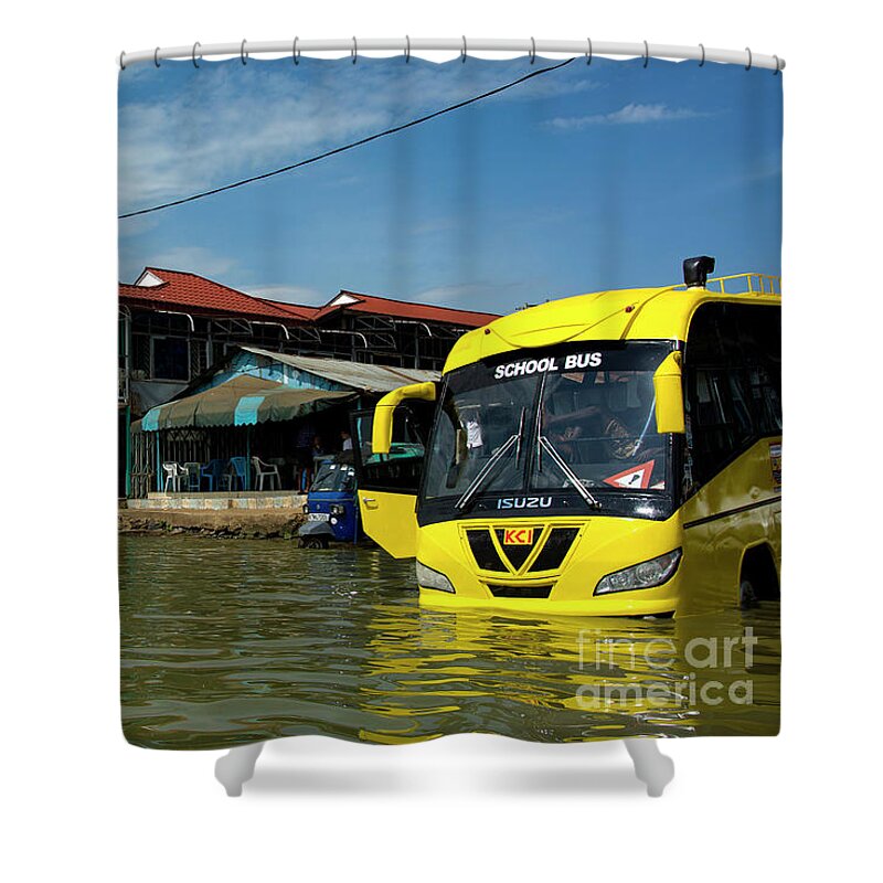 Lake Victoria Shower Curtain featuring the photograph Yellow Bus Wash by Morris Keyonzo