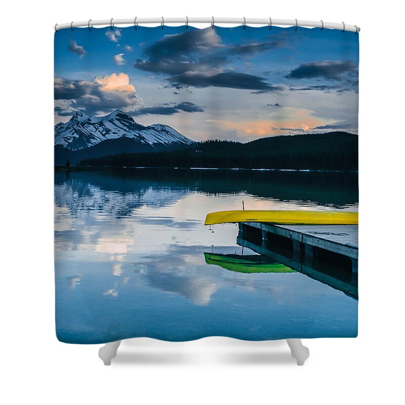 Canoe Shower Curtain featuring the photograph Yellow Canoe by Britten Adams