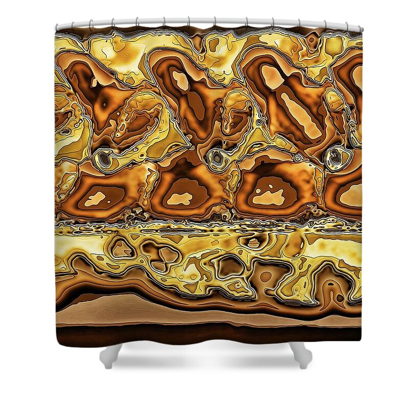 Abstract Shower Curtain featuring the digital art Yellow Carton by Ronald Bissett