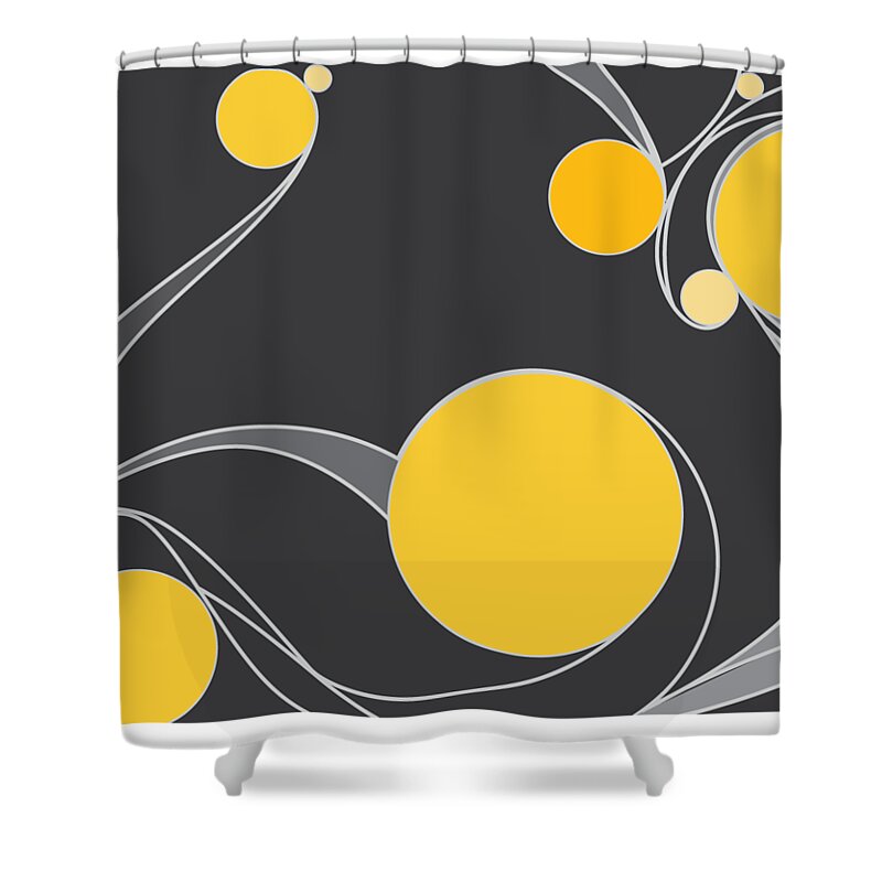 Yellow Circles Shower Curtain featuring the digital art Yellow Circles Abstract Design by Patricia Awapara