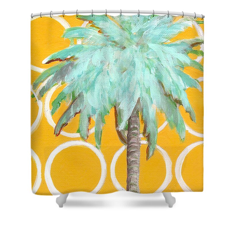 Yellow Shower Curtain featuring the painting Yellow Delilah Palm by Kristen Abrahamson
