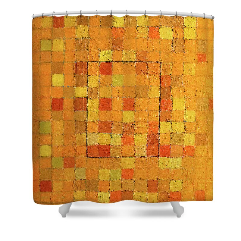 Abstract Shower Curtain featuring the painting Yellow Grid by Stan Chraminski