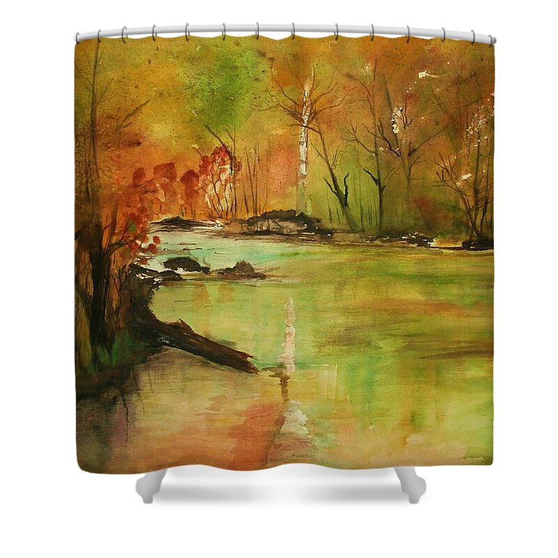 Landscape Paintings. Nature Shower Curtain featuring the painting Yellow Medicine river by Julie Lueders 