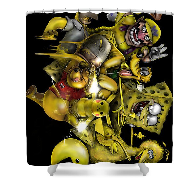 Yelllow Shower Curtain featuring the digital art Yellow Nostalgia by Canvas Cultures