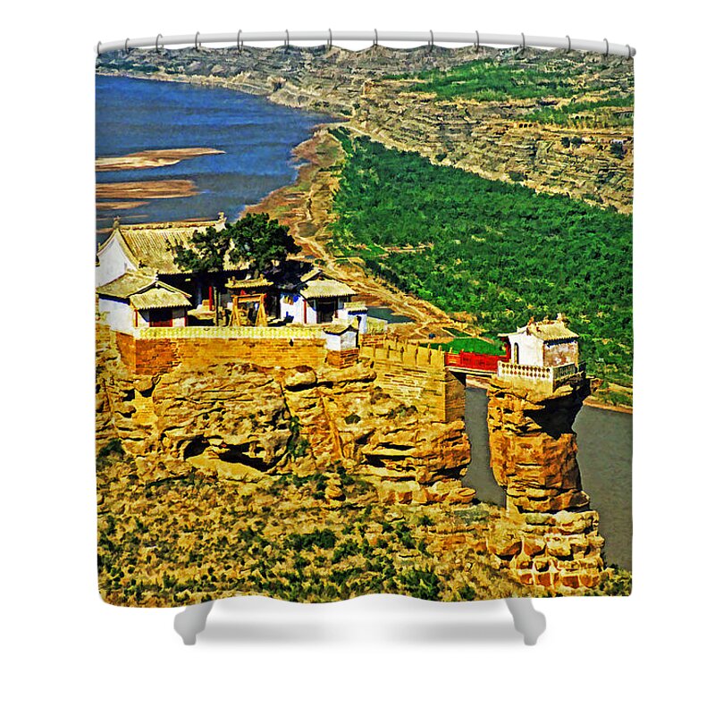 China Shower Curtain featuring the photograph Yellow River Temple by Dennis Cox