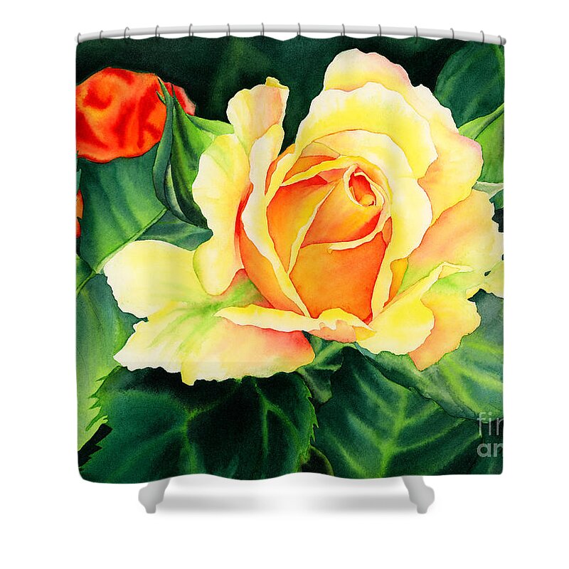 Watercolor Shower Curtain featuring the painting Yellow Roses by Hailey E Herrera