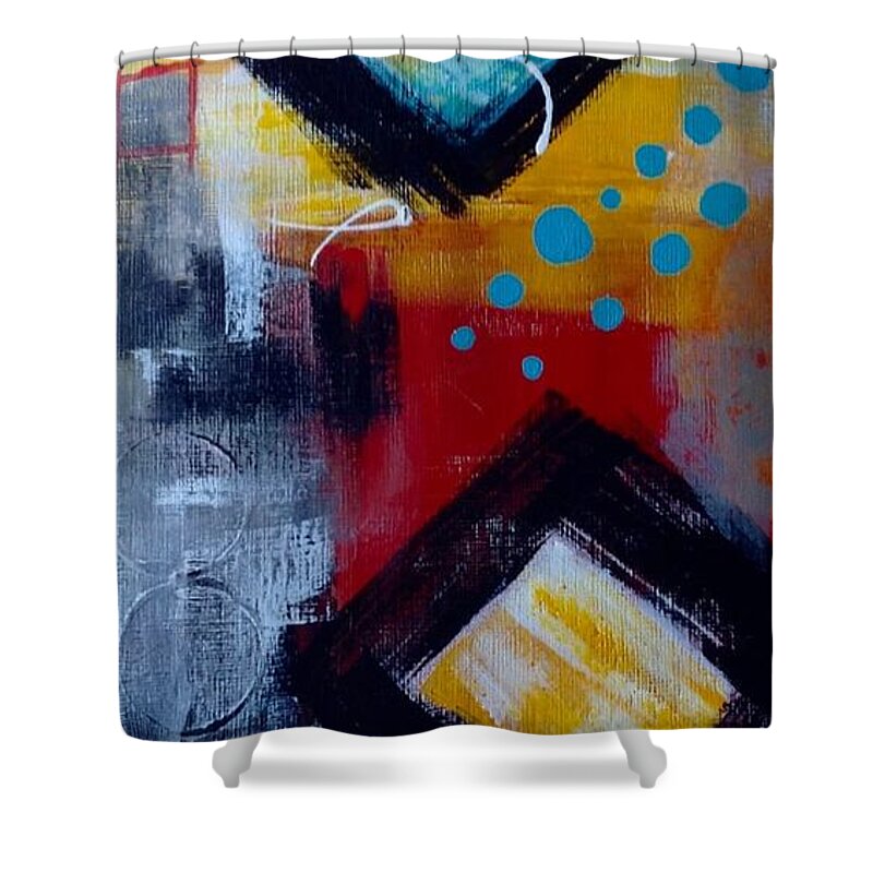 Abstractart Shower Curtain featuring the painting Yellow Square by Suzzanna Frank
