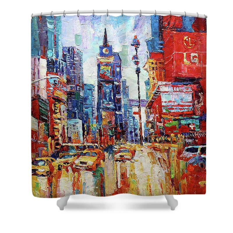 New York city Time square  fabric  Shower Curtain 