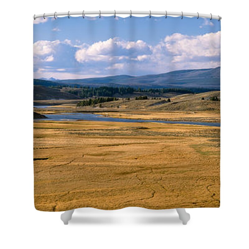 Photography Shower Curtain featuring the photograph Yellowstone River In Hayden Valley by Panoramic Images