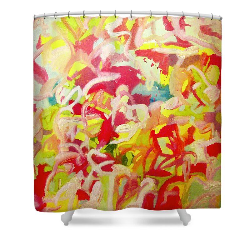 Abstract Shower Curtain featuring the painting YES by Steven Miller