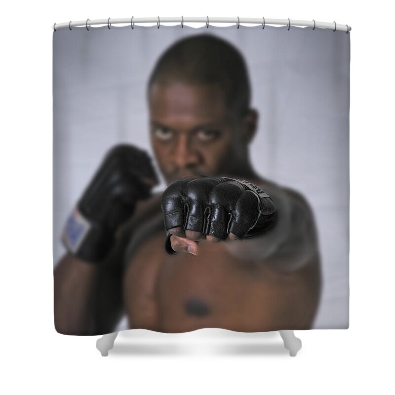 Fighter Shower Curtain featuring the photograph Yes We Can by DArcy Evans