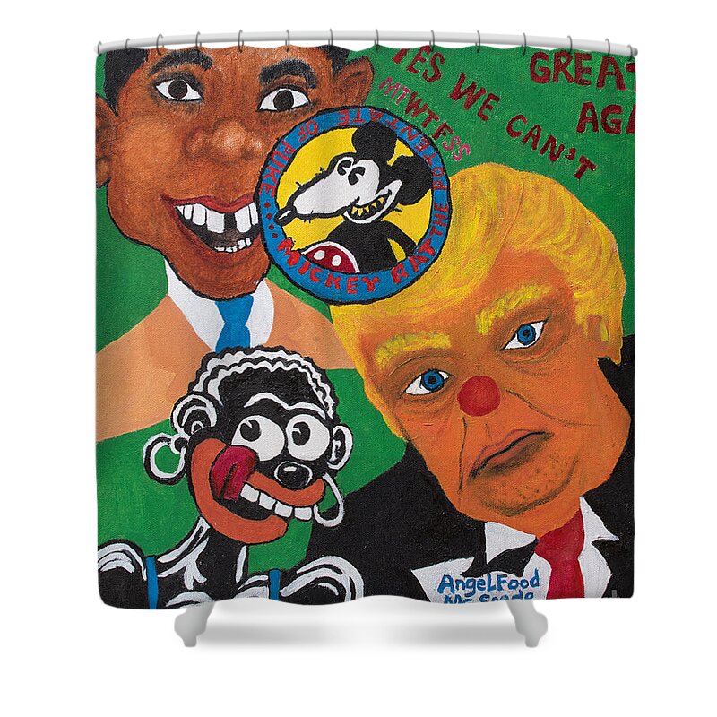 Politics Shower Curtain featuring the painting Yes We Can't by Dean Robinson