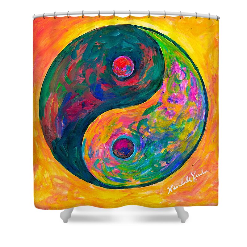 Yin Yang Paintings Shower Curtain featuring the painting Yin Yang Flow by Kendall Kessler