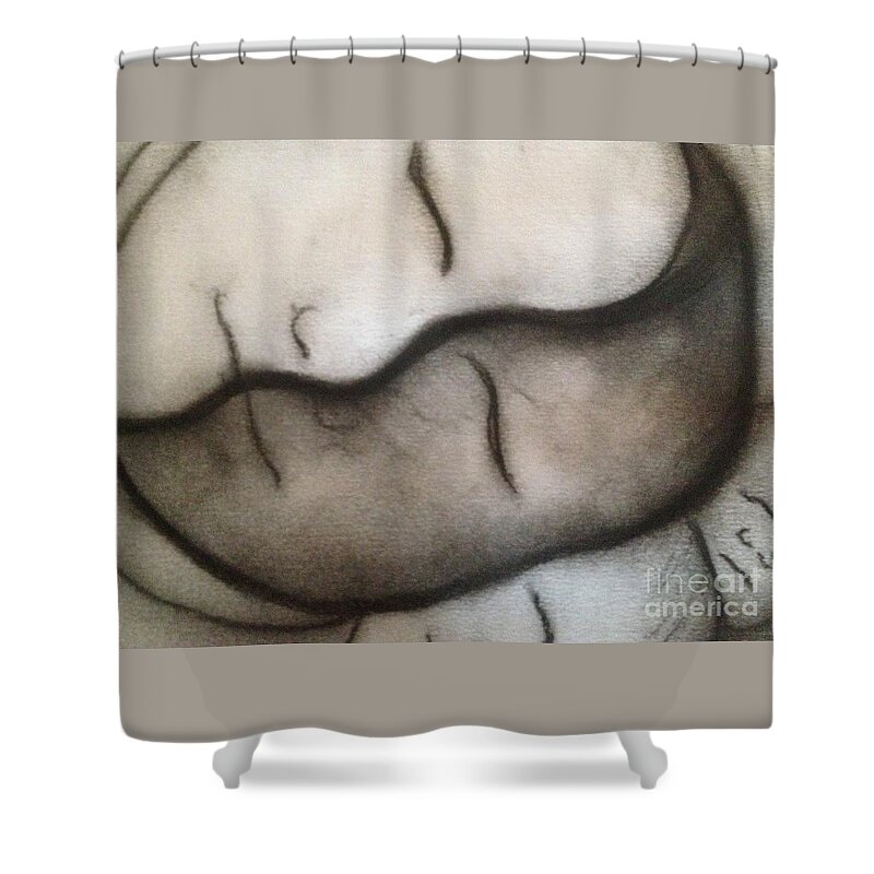 Charcoal Shower Curtain featuring the drawing Yin yang by Lisa Koyle