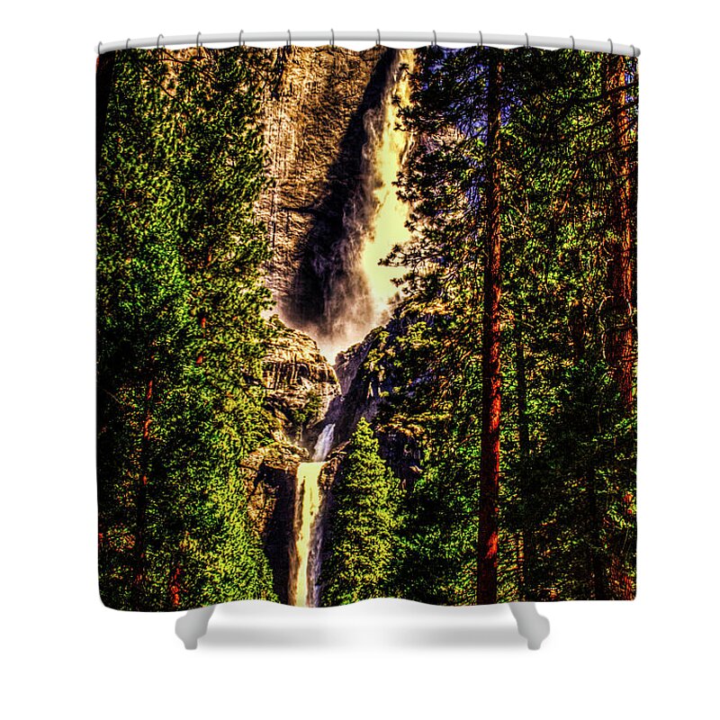 California Shower Curtain featuring the photograph Yosemite Falls Framed by Ponderosa Pines by Roger Passman