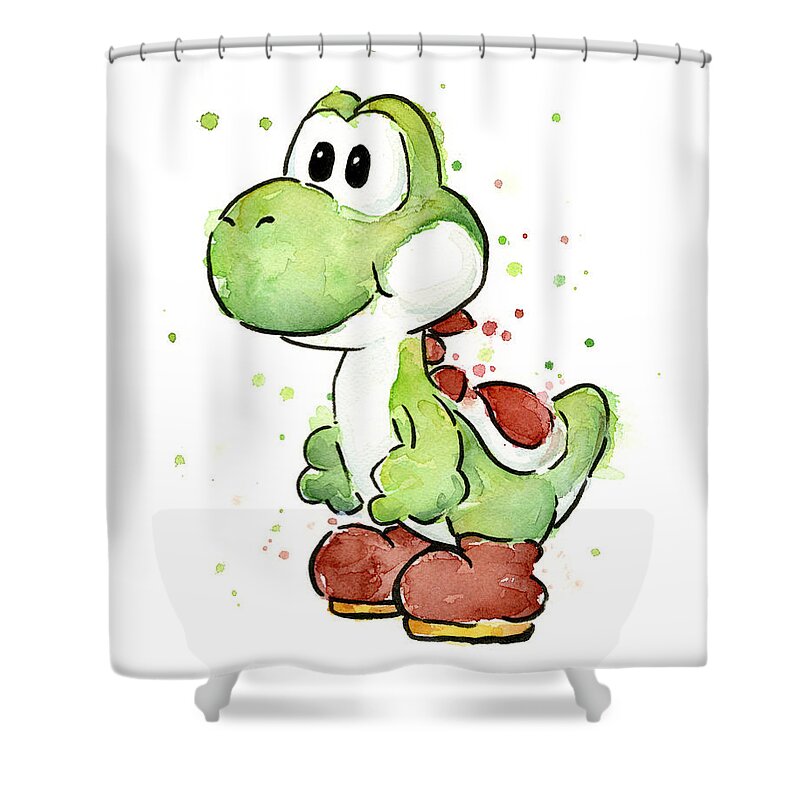 Watercolor Shower Curtain featuring the painting Yoshi Watercolor by Olga Shvartsur