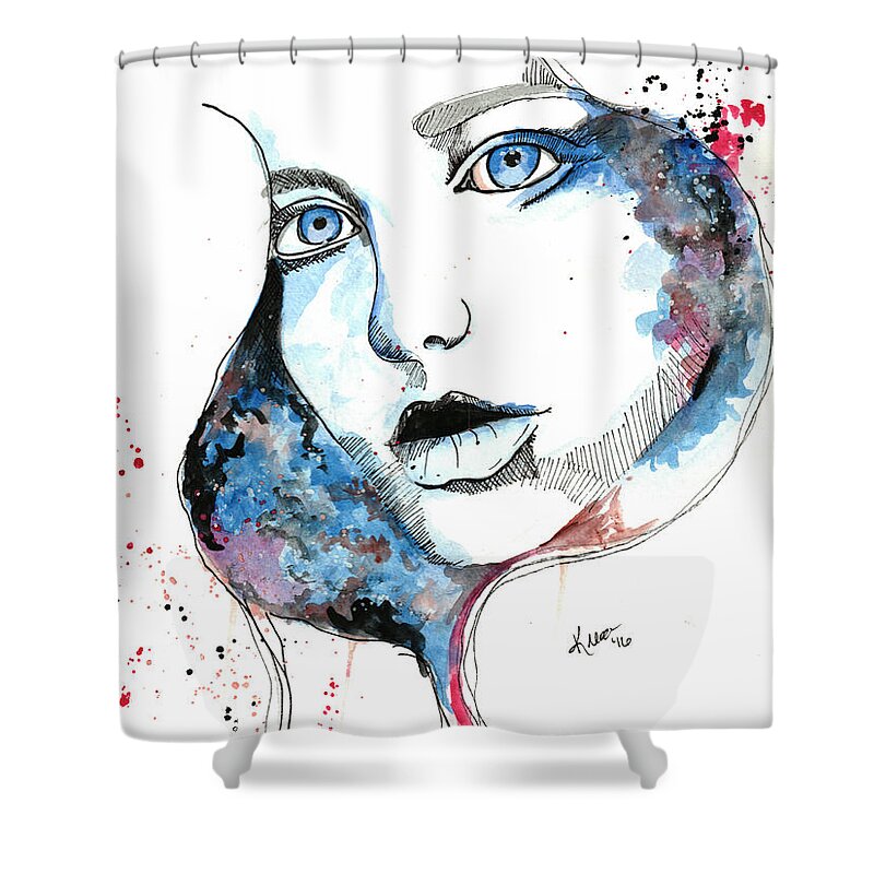 Watercolor Shower Curtain featuring the painting You are My Universe by Kiera McIntosh