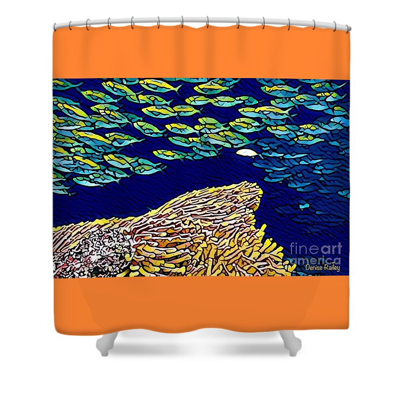 Coral Reef Shower Curtain featuring the digital art You Be You by Denise Railey