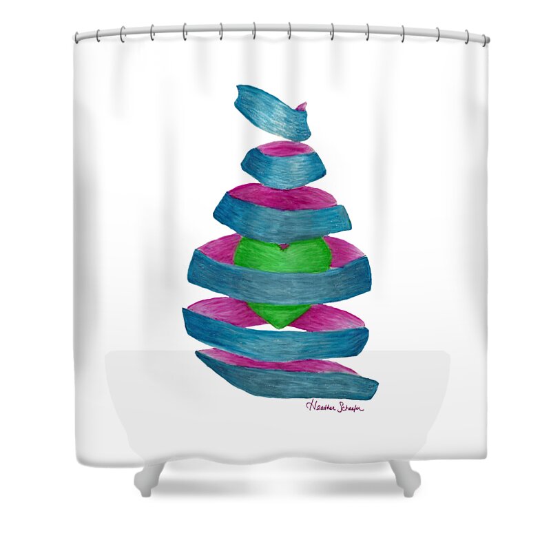 Heart Shower Curtain featuring the drawing You Unravel My Heart by Heather Schaefer