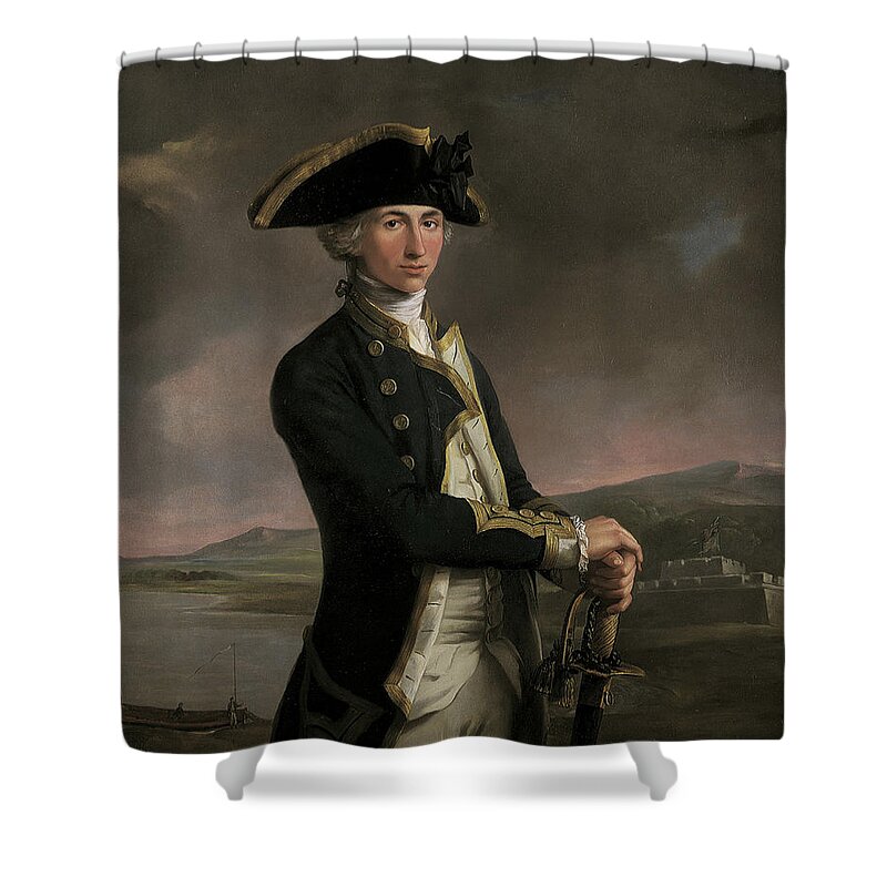 Young Captain Horatio Nelson Shower Curtain featuring the painting Young Captain Horatio Nelson by MotionAge Designs