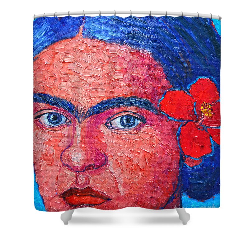 Frida Shower Curtain featuring the painting Young Frida Kahlo by Ana Maria Edulescu