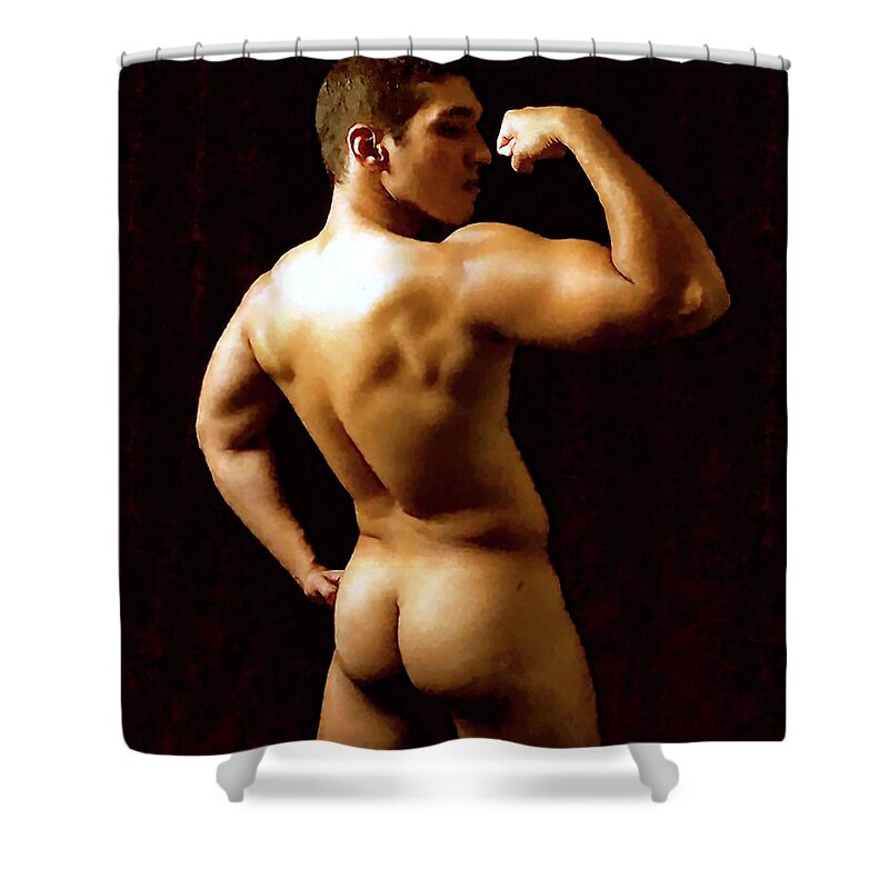 Young Shower Curtain featuring the painting Young Herakles by Troy Caperton