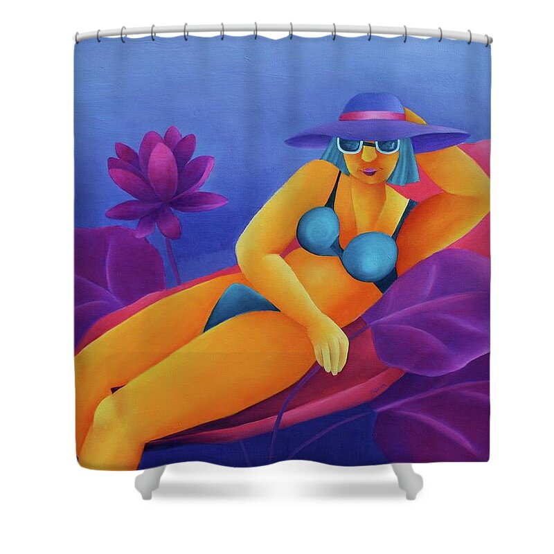 Figurative Shower Curtain featuring the painting Young by Karin Eisermann