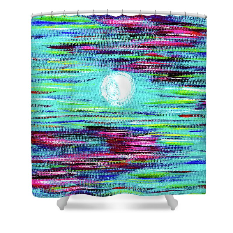 Landscape Shower Curtain featuring the painting Young Moon by Meghan Elizabeth