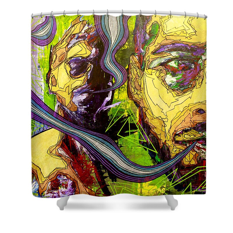 Self Portrait Shower Curtain featuring the painting You're Gonna Carry That Weight by Bobby Zeik