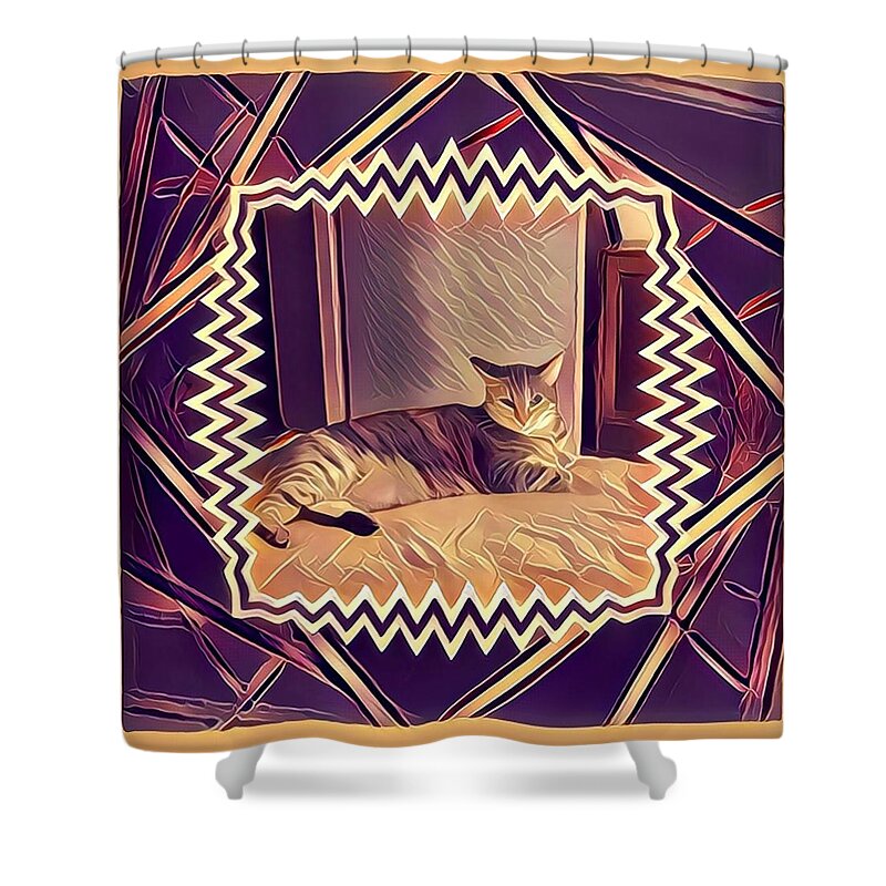 Cat Shower Curtain featuring the digital art Yuli 4 by Marko Sabotin