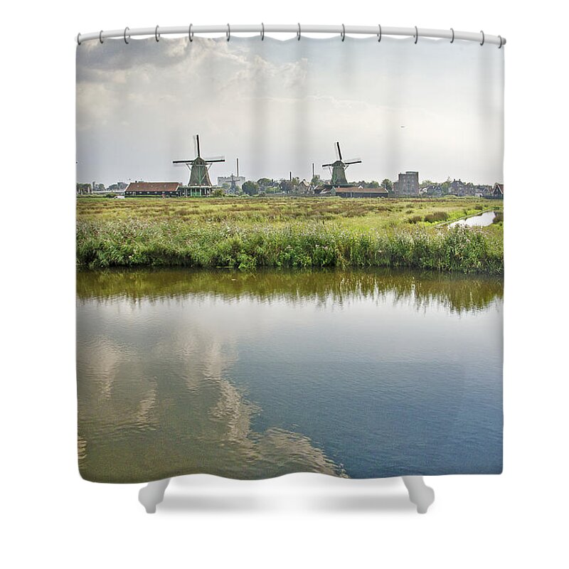 Windmills Shower Curtain featuring the photograph Zaandam Skyline by Frans Blok