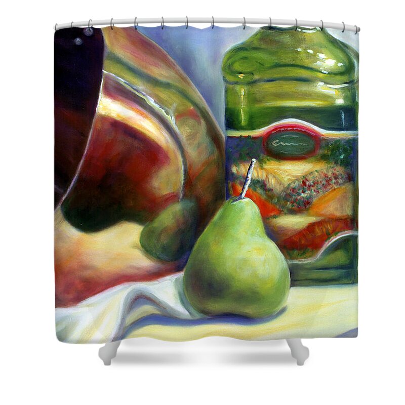 Copper Vessel Shower Curtain featuring the painting Zabaglione Pan by Shannon Grissom