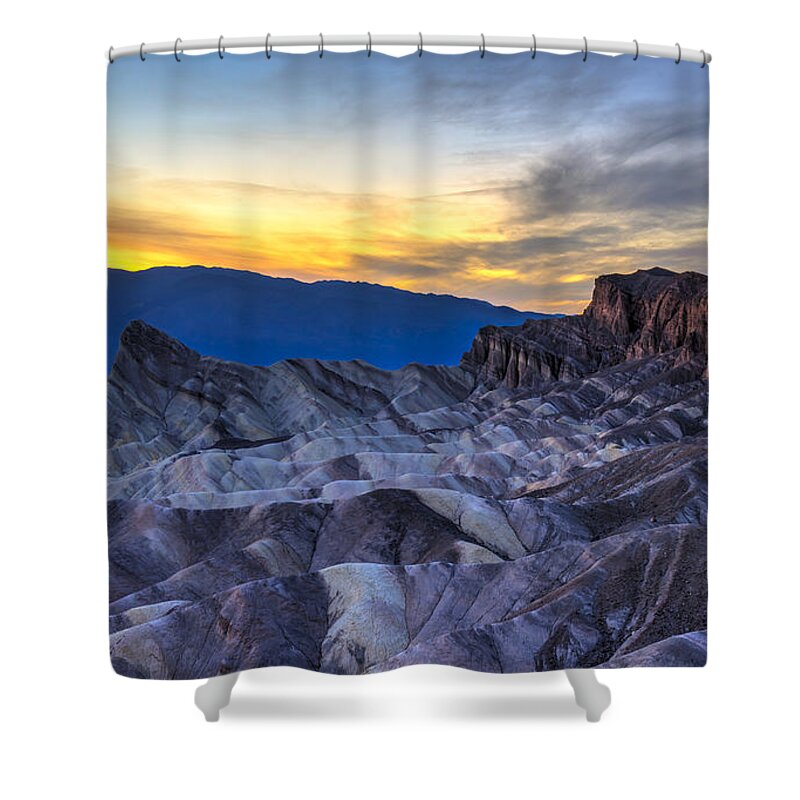 Adventure Shower Curtain featuring the photograph Zabriskie Point Sunset by Charles Dobbs