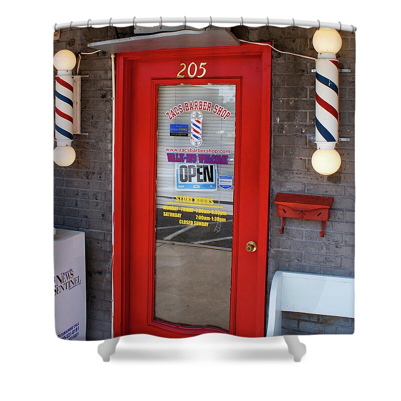 Barber Shop Shower Curtain featuring the photograph Zacs Barber Shop by Paul Mashburn