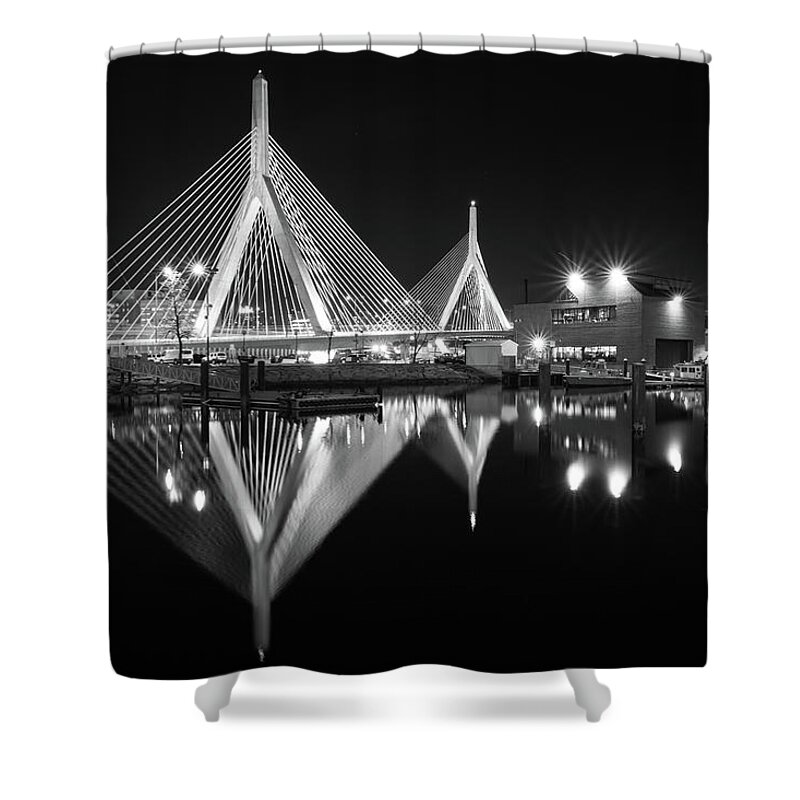 Boston Shower Curtain featuring the photograph Zakim Bridge from Lovejoy Wharf by Kristen Wilkinson