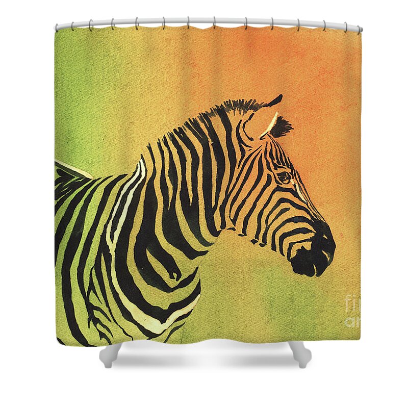 Color Shower Curtain featuring the painting Zebra IV by Ryan Fox