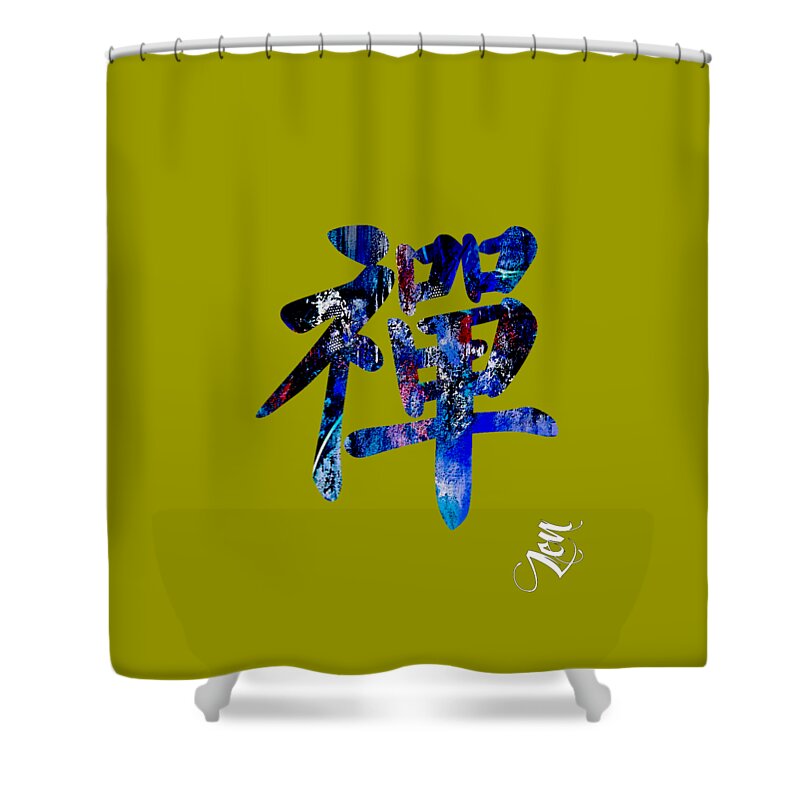 Namaste Shower Curtain featuring the mixed media Zen by Marvin Blaine