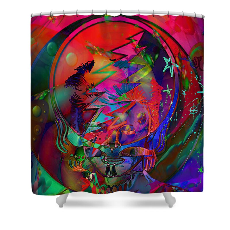 David Bowie Shower Curtain featuring the painting Ziggy by Kevin Caudill
