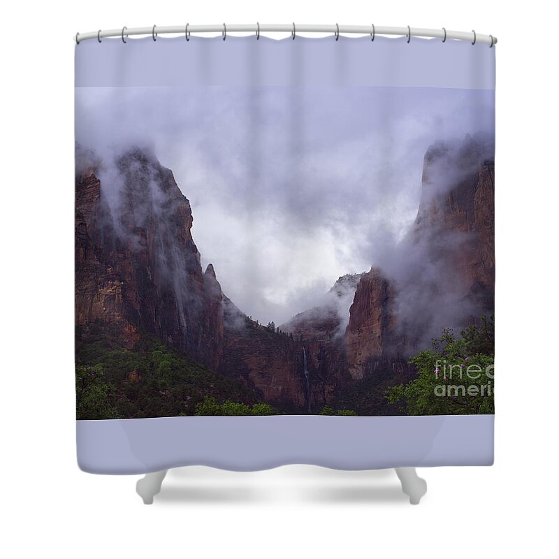 Zion Shower Curtain featuring the photograph Zion Fog by Louise Magno