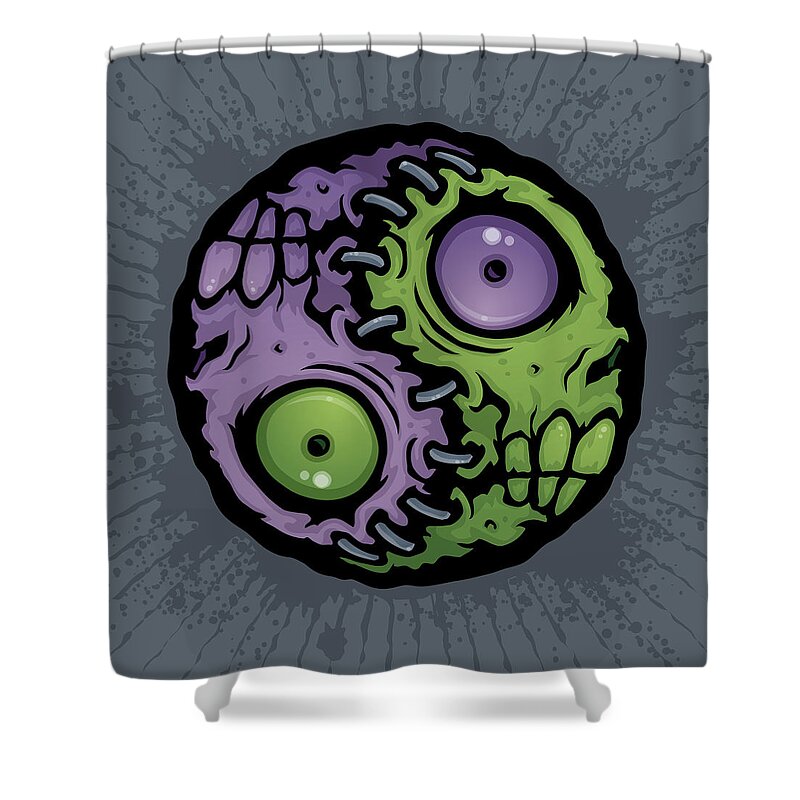 Zombie Shower Curtain featuring the digital art Zombie Yin-Yang by John Schwegel