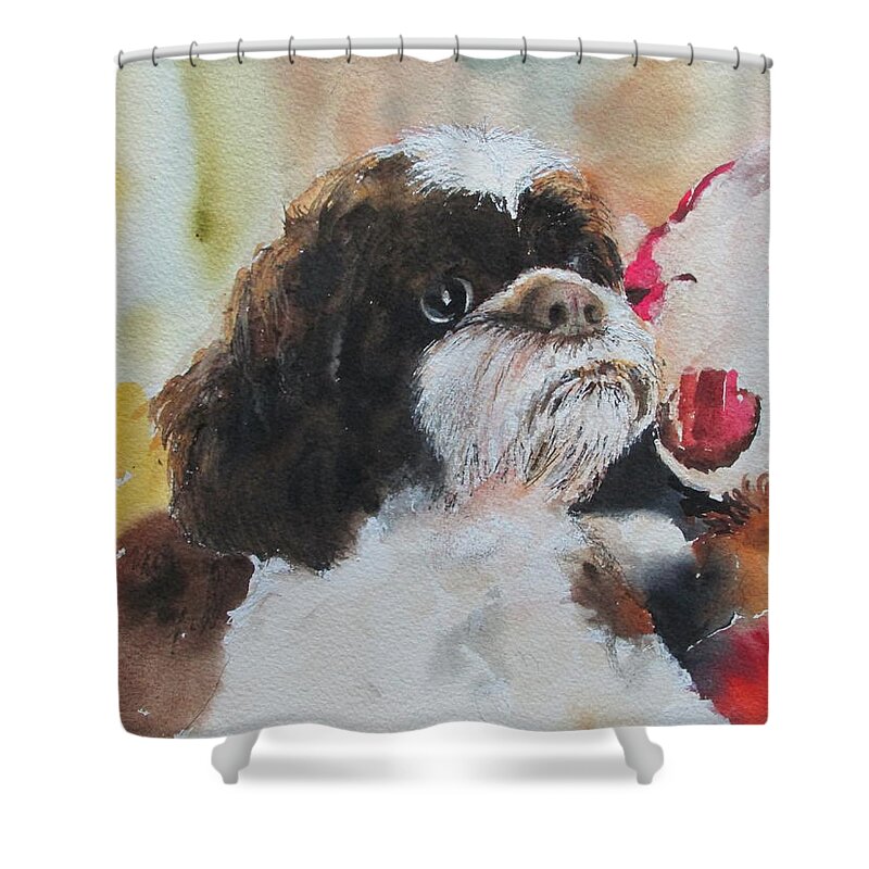 Dog Shower Curtain featuring the painting ZoZo by Bobby Walters