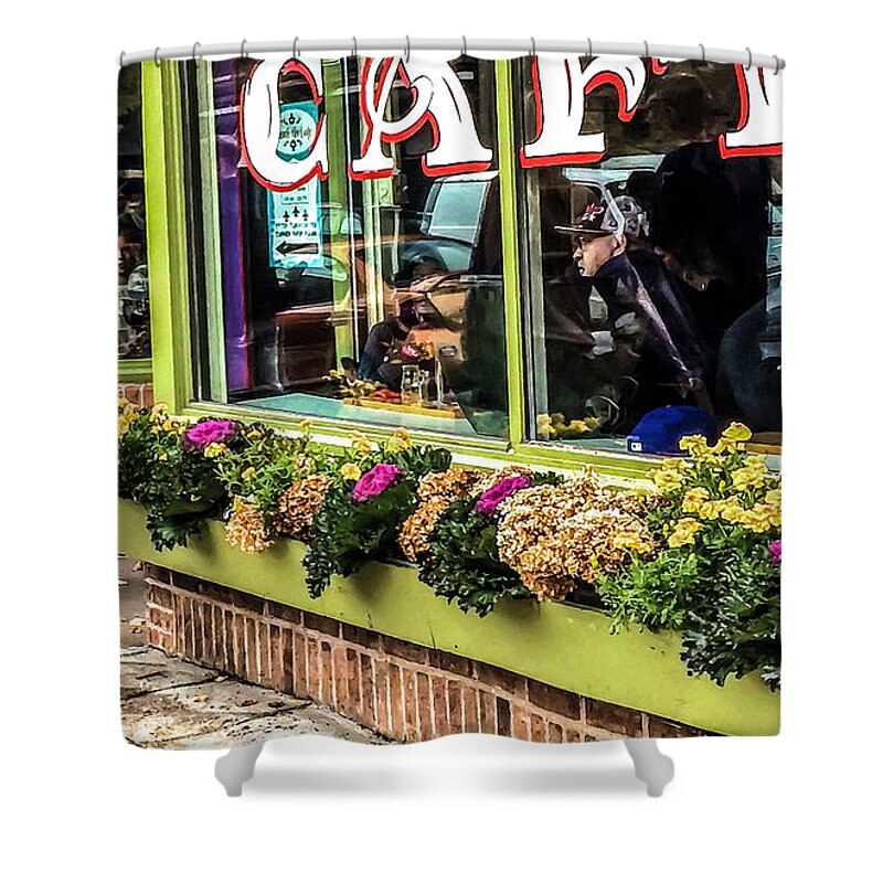 Cafe Shower Curtain featuring the photograph 014 - French Meadow Cafe by David Ralph Johnson