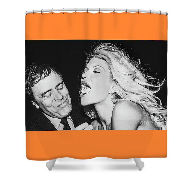 Supermodel Shower Curtain featuring the photograph 0398 Supermodel Selena Celebrating by Amyn Nasser