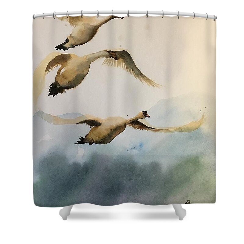 Let’s Fly Shower Curtain featuring the painting 1082019 by Han in Huang wong