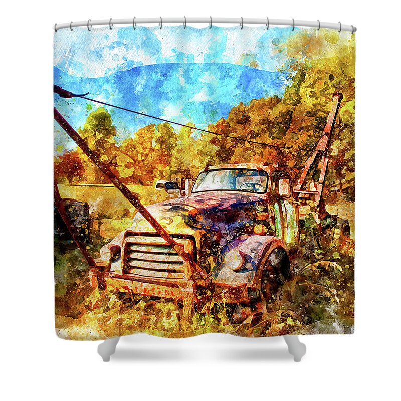 Truck Shower Curtain featuring the digital art 1950 GMC Truck by Mark Allen